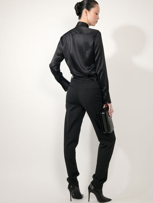 Pantalon Grace en gabardine de laine stretch noir