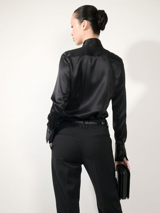 Pantalon Grace en gabardine de laine stretch noir
