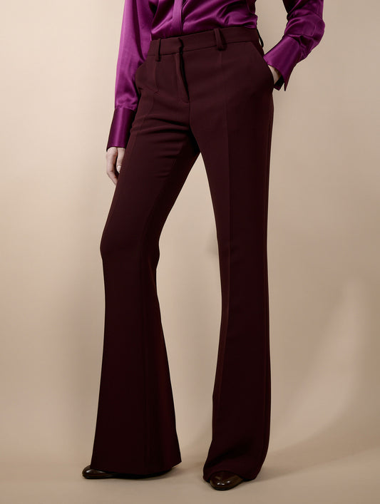 Pantalon bootleg en crepe bordeaux