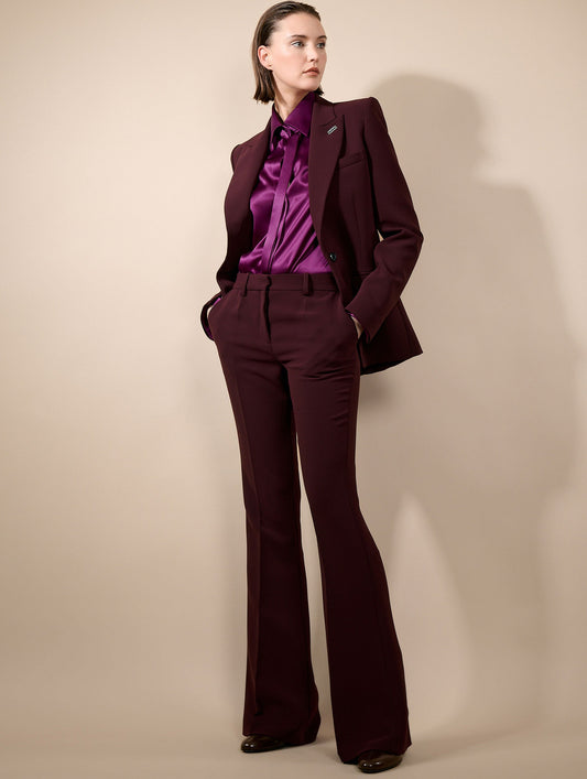 Pantalon bootleg en crepe bordeaux