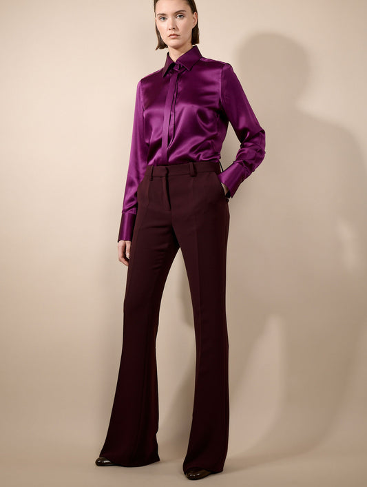 Pantalon bootleg en crepe bordeaux