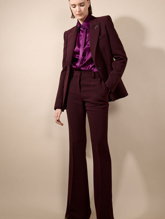 Pantalon bootleg en crepe bordeaux