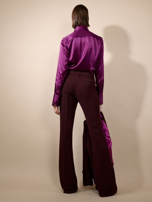 Pantalon bootleg en crepe bordeaux