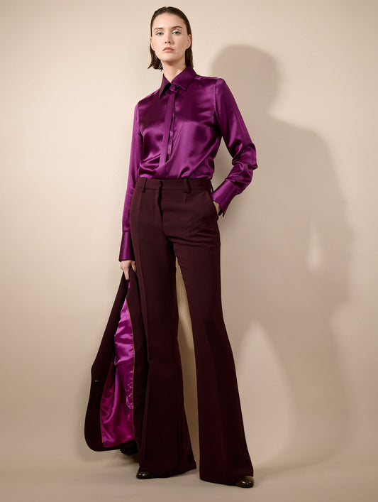 Pantalon bootleg en crepe bordeaux