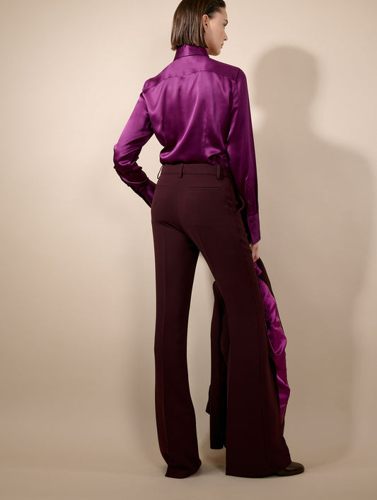 Pantalon bootleg en crepe bordeaux