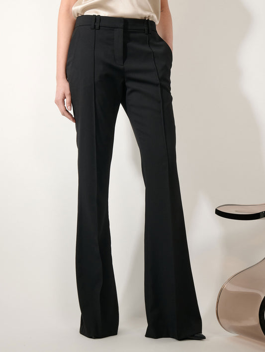 Pantalon bootleg en gabardine de laine noir