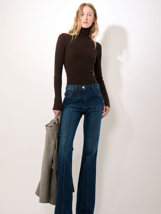 Raw denim bootcut jeans