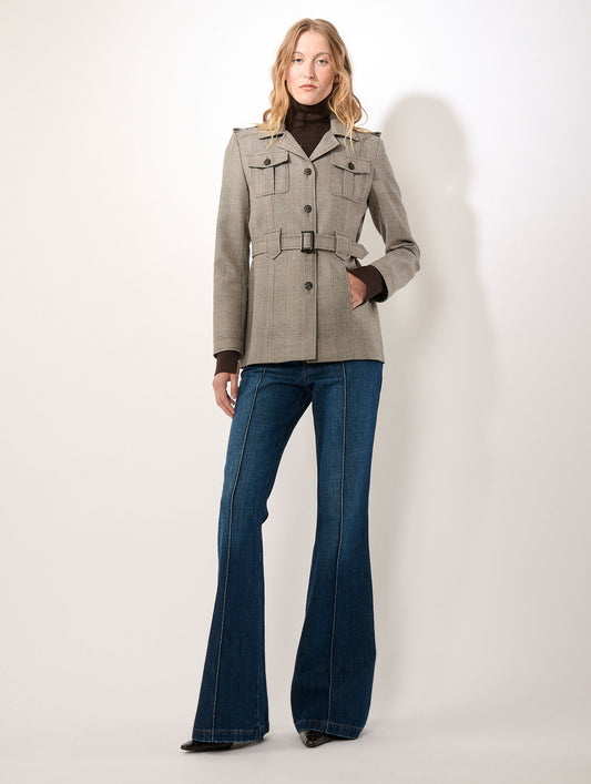 Raw denim bootcut jeans
