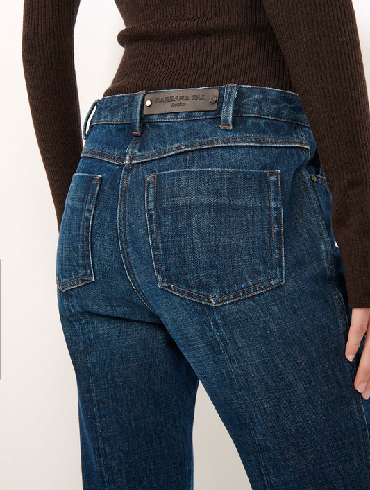 Raw denim bootcut jeans