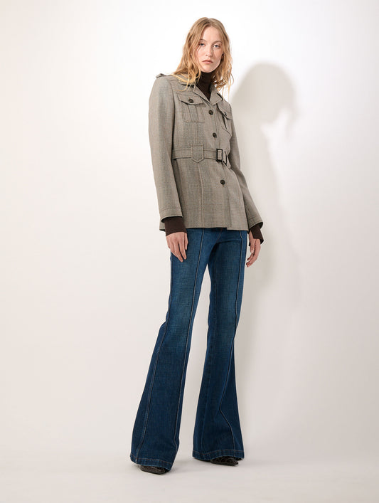 Raw denim bootcut jeans