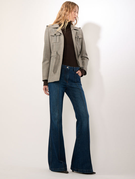 Raw denim bootcut jeans