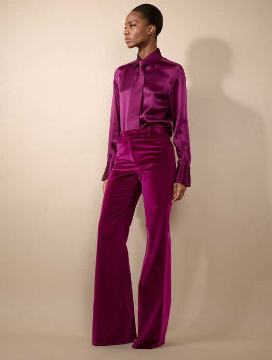 Pantalon flare en velours cyclamen