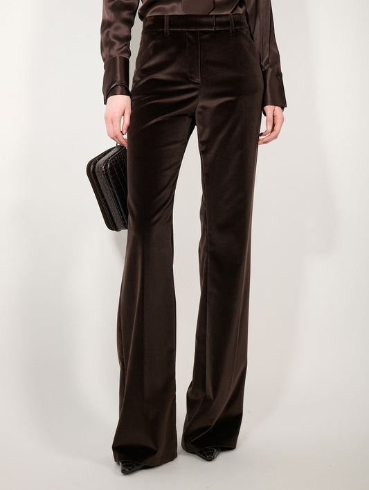 Pantalon flare en velours moka