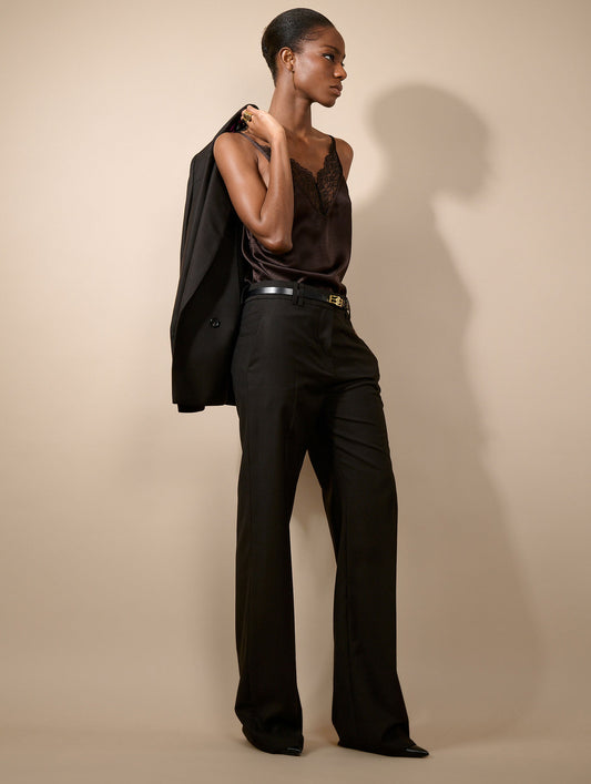 Pantalon large en Prince de Galles macassar