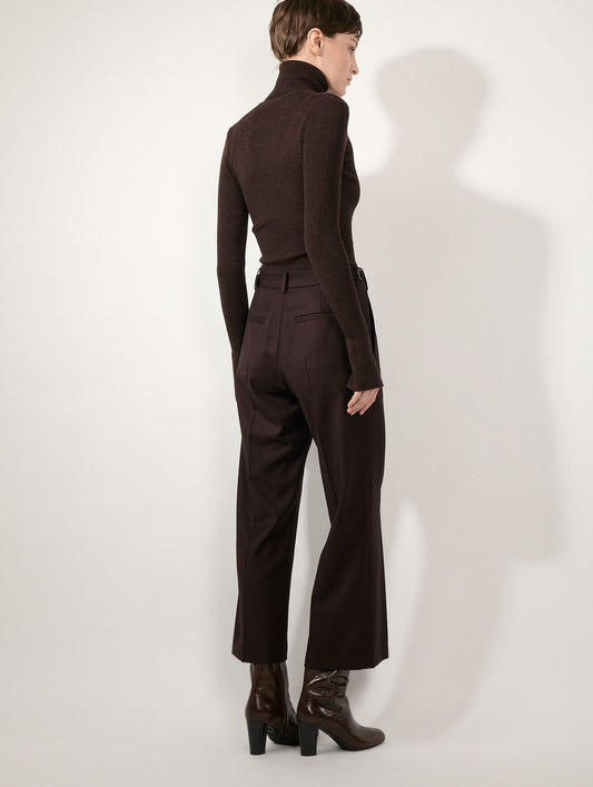 Burgundy 7/8-length flannel trousers