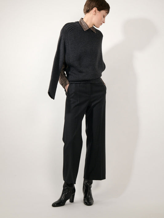Asphalt 7/8-length flannel trousers