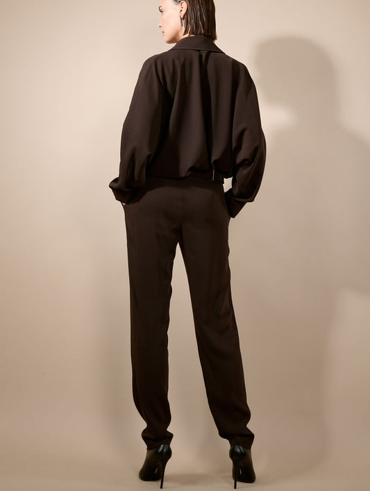 Combinaison pantalon en crêpe fluide moka