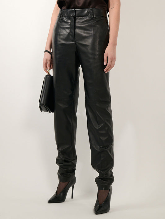 Pantalon Grace en cuir noir