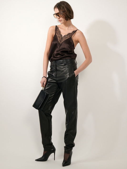 Pantalon Grace en cuir noir
