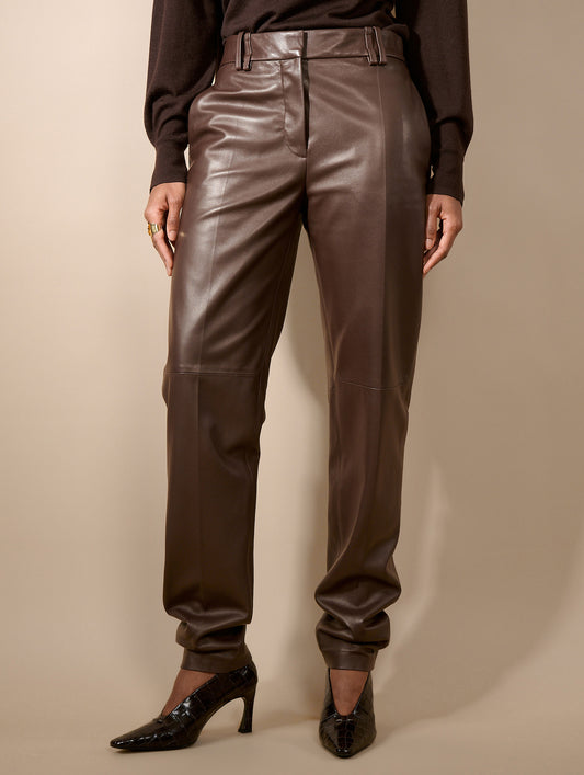 Pantalon Grace en cuir café