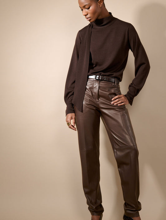 Pantalon Grace en cuir café