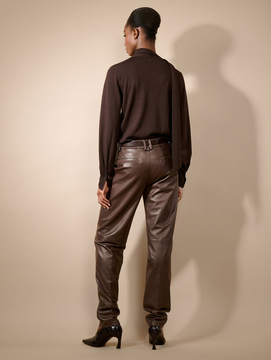 Pantalon Grace en cuir café