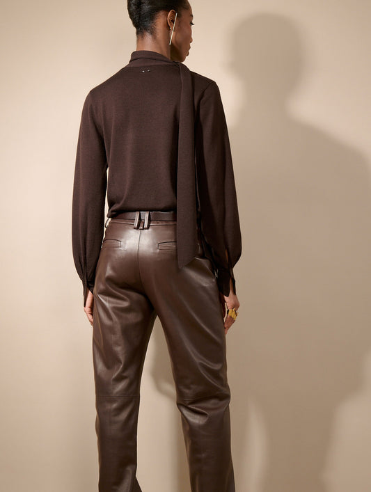 Pantalon Grace en cuir café