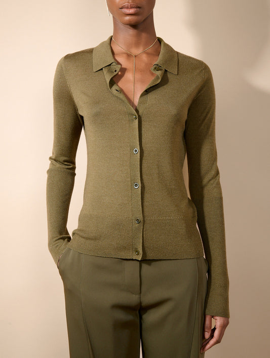 Cardigan en merinos soie extrafine mousse