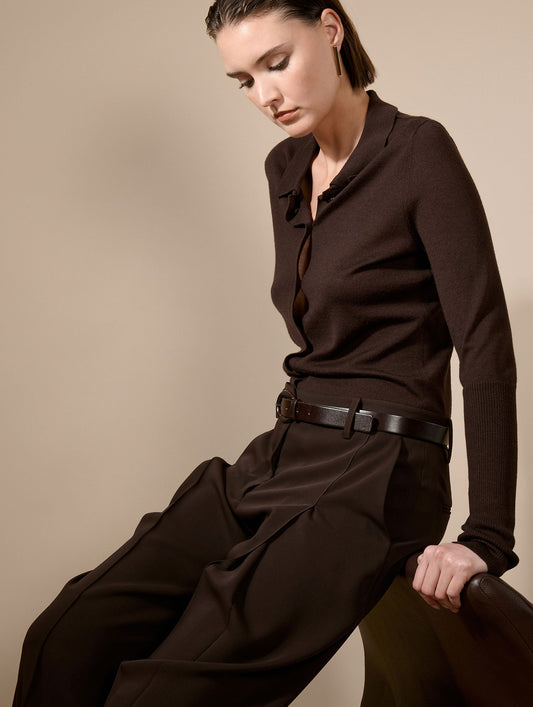 Cardigan en merinos soie extrafine moka