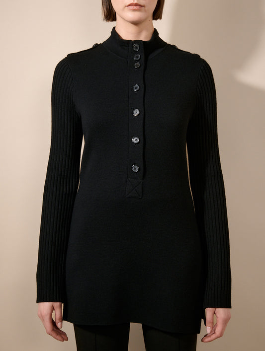 Tunique en maille mérinos noire