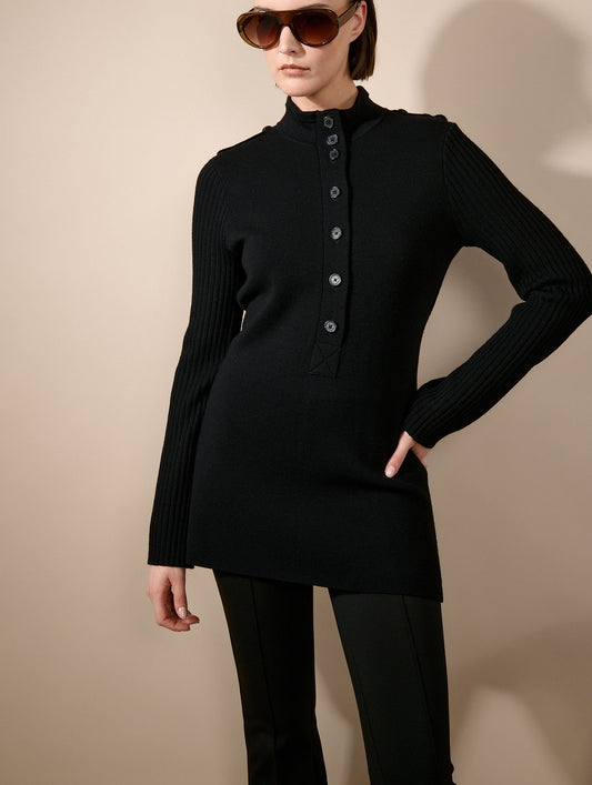 Tunique en maille mérinos noire