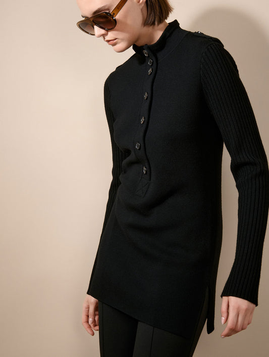 Tunique en maille mérinos noire
