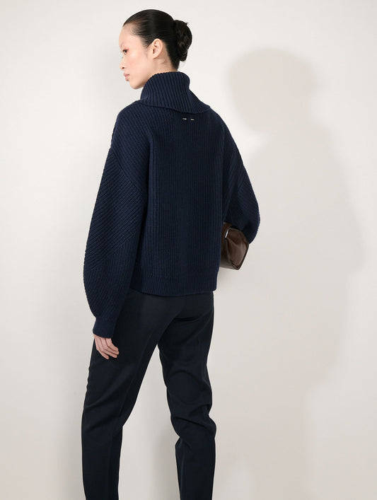 Pull col camionneur en laine yak cachemire navy