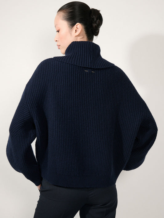 Pull col camionneur en laine yak cachemire navy