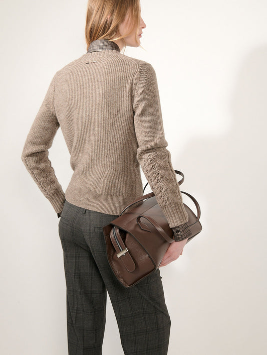Pull torsadé en laine yak cachemire noisette
