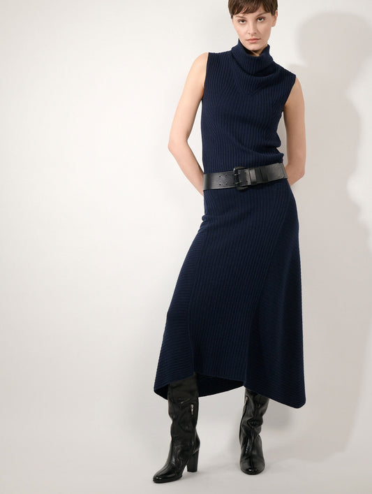 Pull sans manches en laine et cachemire navy