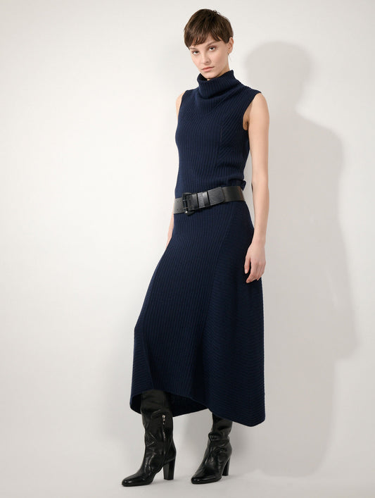 Pull sans manches en laine et cachemire navy