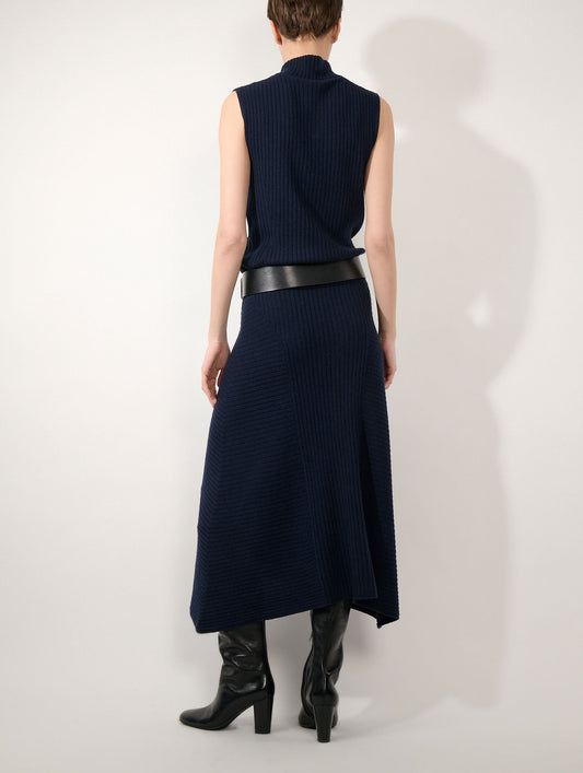 Jupe en maille laine et cachemire navy