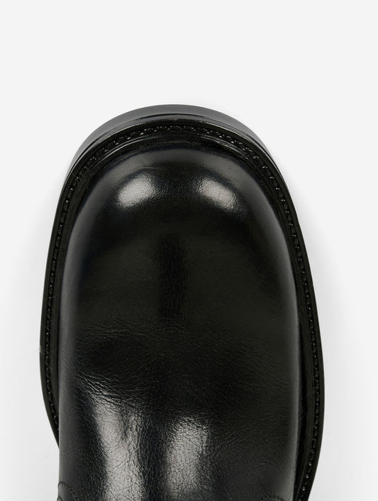 Bottes multiboucles en cuir vintage noir
