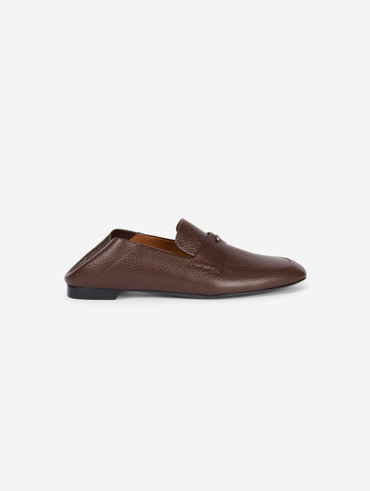 Mocassins dos ouvert en cuir marron