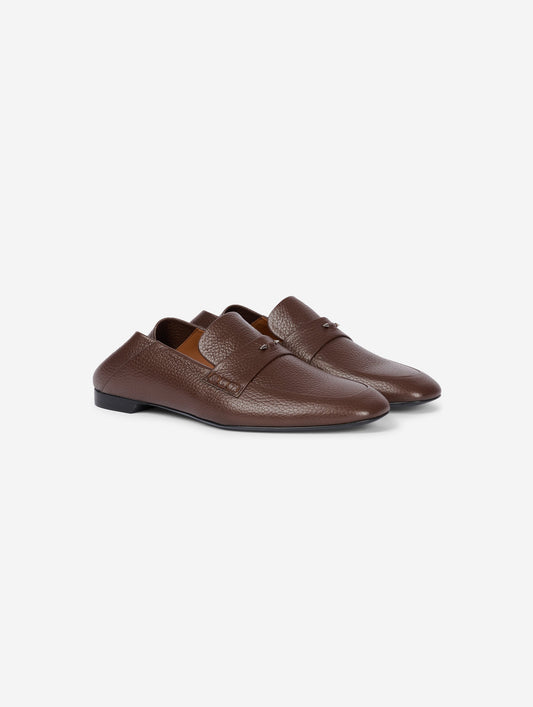 Mocassins dos ouvert en cuir marron