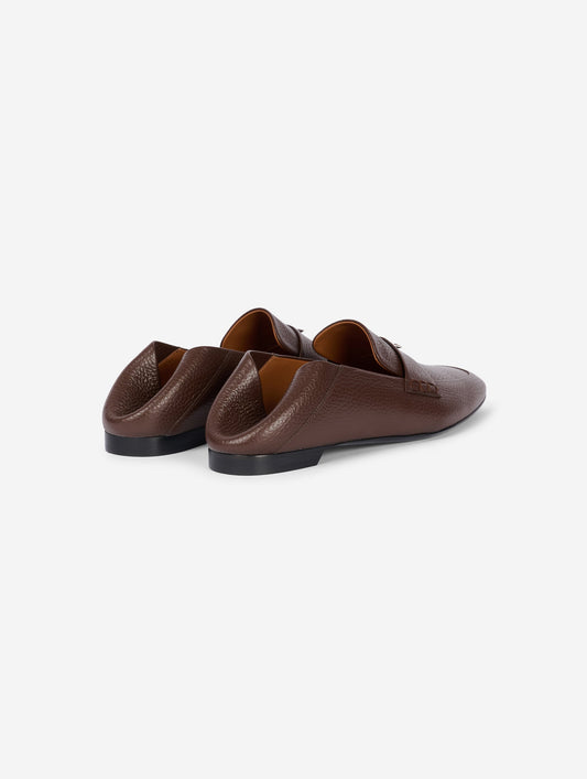 Mocassins dos ouvert en cuir marron