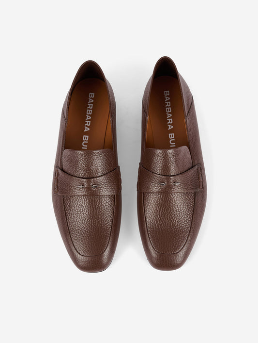 Mocassins dos ouvert en cuir marron