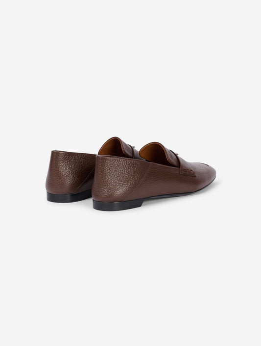Mocassins dos ouvert en cuir marron