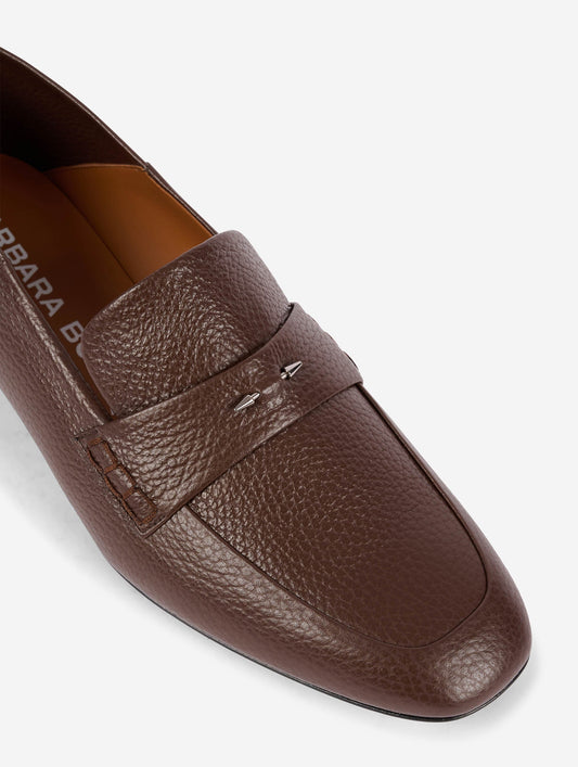 Mocassins dos ouvert en cuir marron