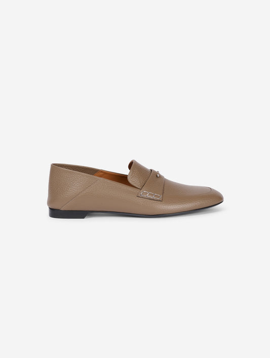 Mocassins à dos ouvert en cuir taupe
