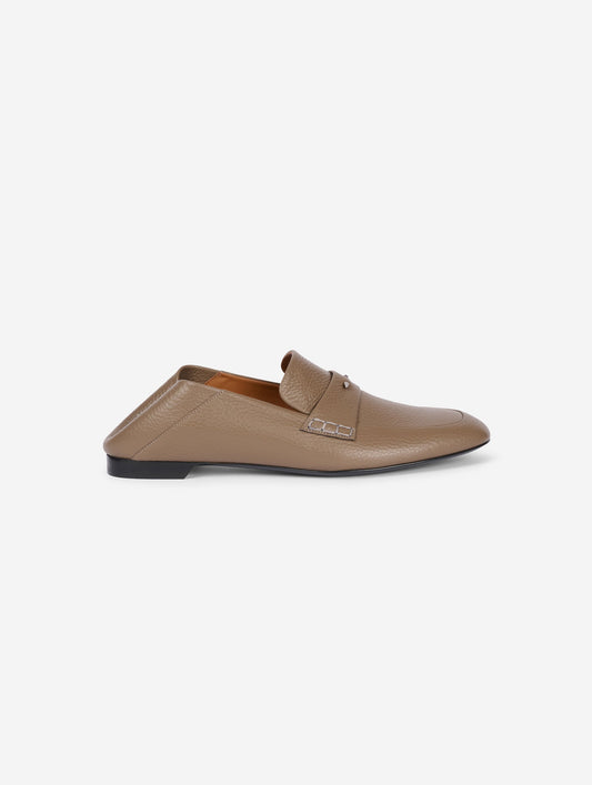 Mocassins à dos ouvert en cuir taupe