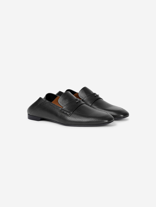 Mocassins à dos ouvert en cuir noir