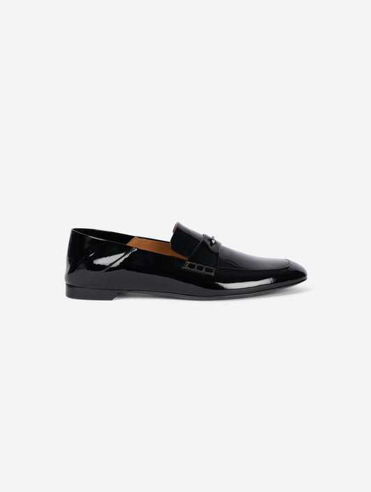 Mocassins à dos ouvert en verni noir