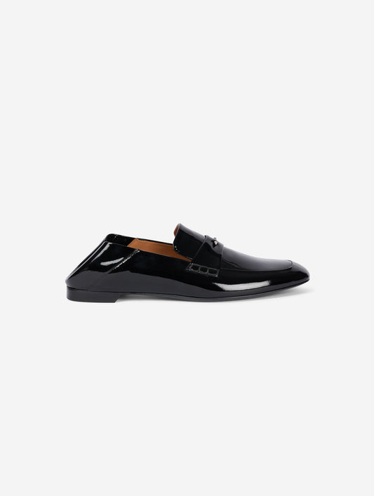 Mocassins à dos ouvert en verni noir